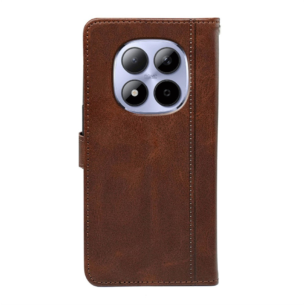 For Xiaomi Redmi Note 15 Pro 5G (Global) Case Calf Texture Leather Stand Book Style Phone Cover - Brown