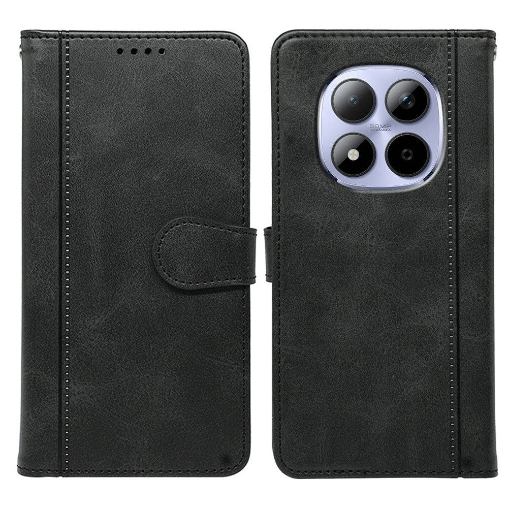 For Xiaomi Redmi Note 15 Pro 5G (Global) Case Calf Texture Leather Stand Book Style Phone Cover - Black