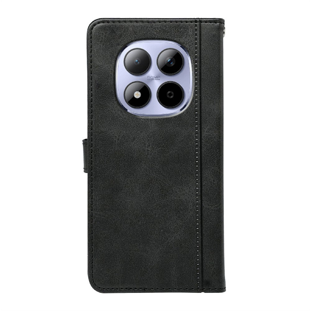 For Xiaomi Redmi Note 15 Pro 5G (Global) Case Calf Texture Leather Stand Book Style Phone Cover - Black