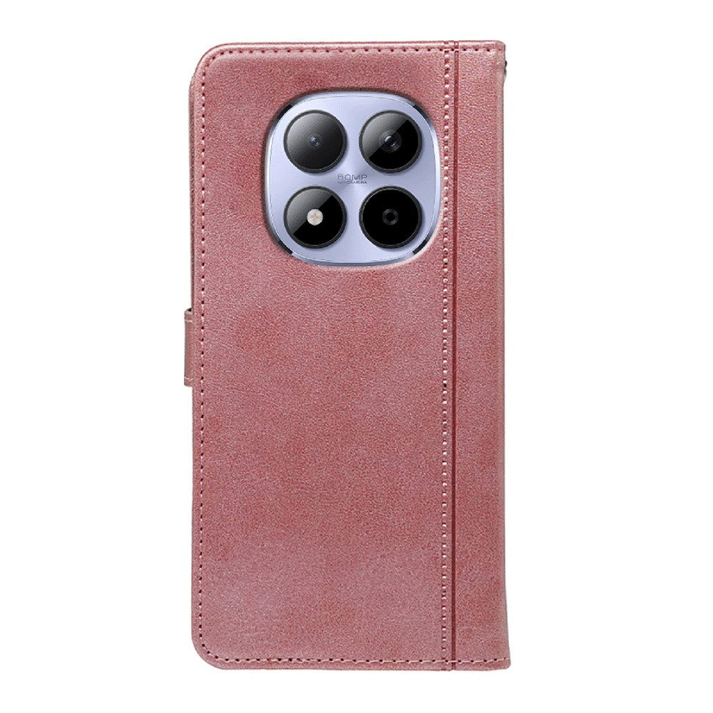 For Xiaomi Redmi Note 15 Pro 5G (Global) Case Calf Texture Leather Stand Book Style Phone Cover - Rose Gold