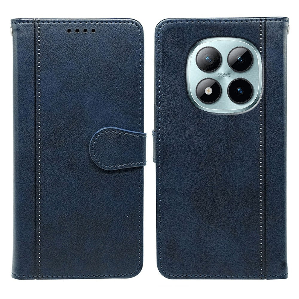 For Xiaomi Poco M8 Pro 5G / Redmi Note 15 Pro+ 5G (Global) Case Calf Texture Leather Stand Book Style Phone Cover - Blue