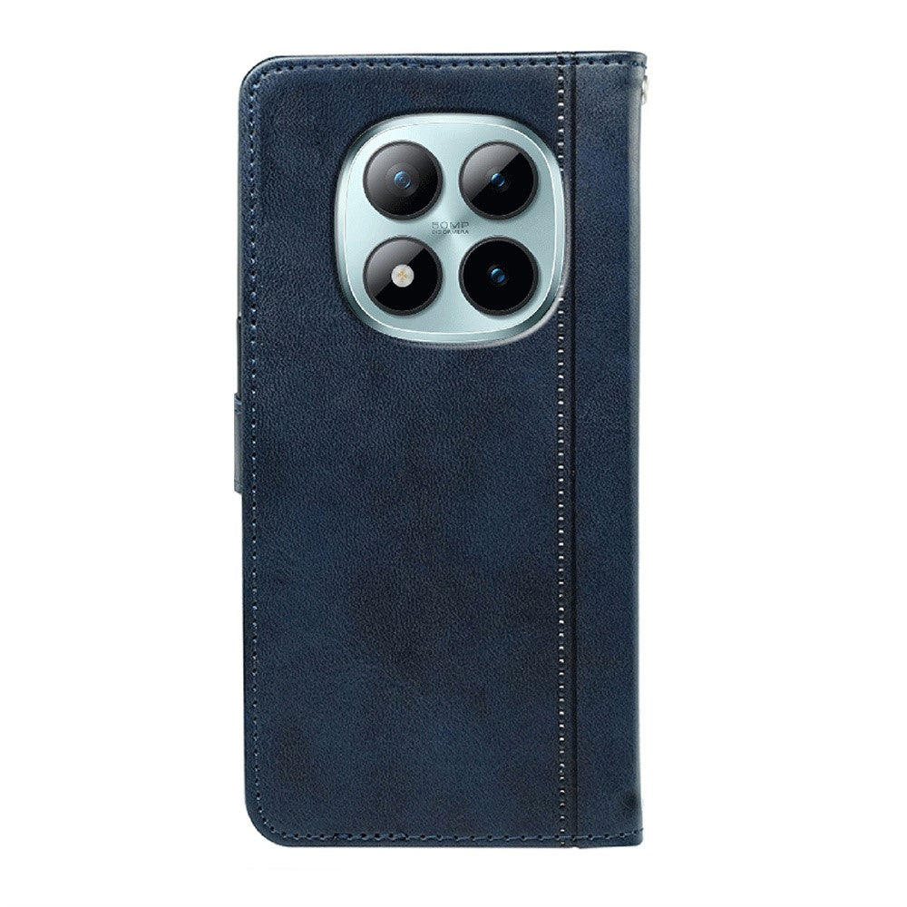 For Xiaomi Poco M8 Pro 5G / Redmi Note 15 Pro+ 5G (Global) Case Calf Texture Leather Stand Book Style Phone Cover - Blue