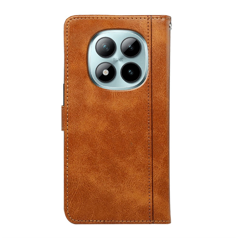 For Xiaomi Poco M8 Pro 5G / Redmi Note 15 Pro+ 5G (Global) Case Calf Texture Leather Stand Book Style Phone Cover - Yellow