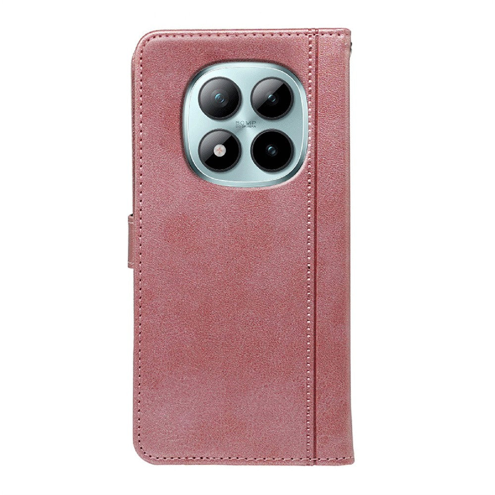 For Xiaomi Poco M8 Pro 5G / Redmi Note 15 Pro+ 5G (Global) Case Calf Texture Leather Stand Book Style Phone Cover - Rose Gold