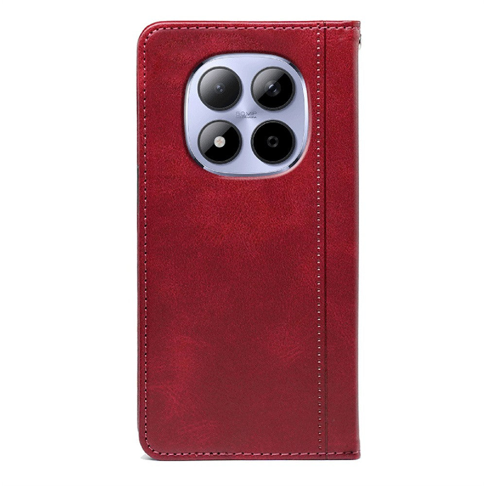 For Xiaomi Redmi Note 15 Pro 5G (Global) Case Hidden Magnetic Closure Calf Texture Leather Phone Cover - Red