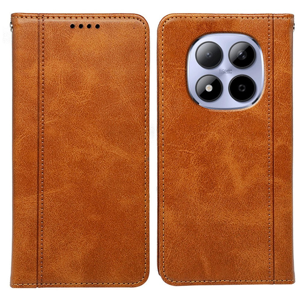 For Xiaomi Redmi Note 15 Pro 5G (Global) Case Hidden Magnetic Closure Calf Texture Leather Phone Cover - Yellow
