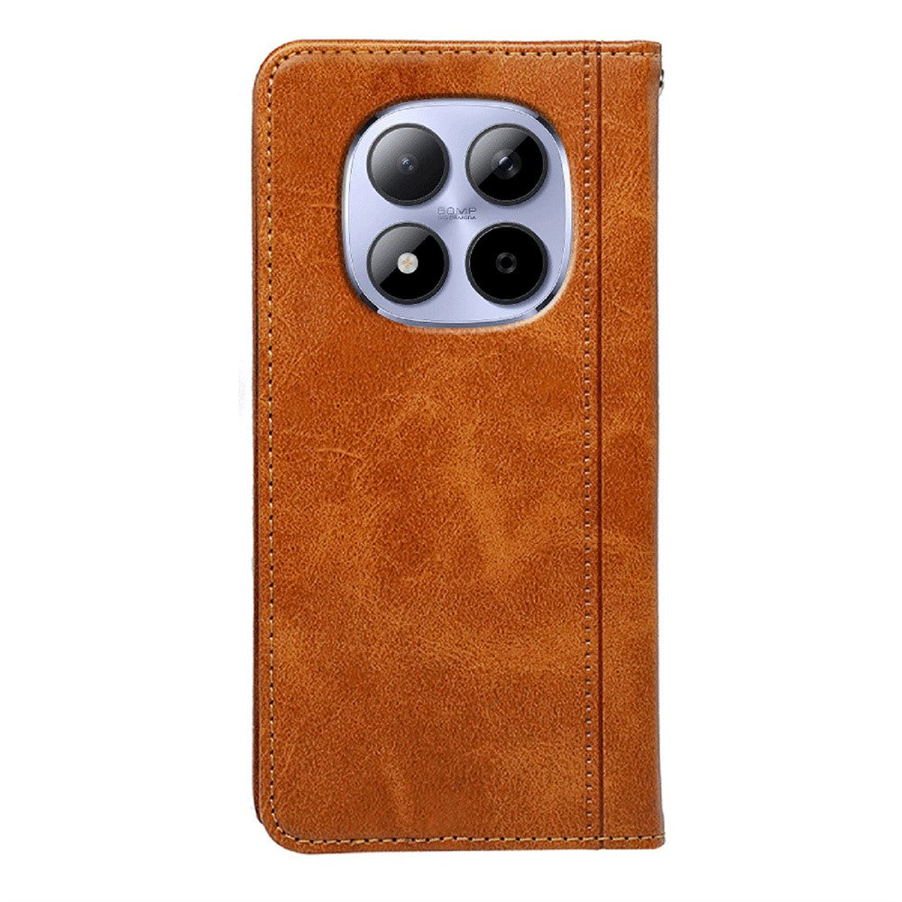 For Xiaomi Redmi Note 15 Pro 5G (Global) Case Hidden Magnetic Closure Calf Texture Leather Phone Cover - Yellow