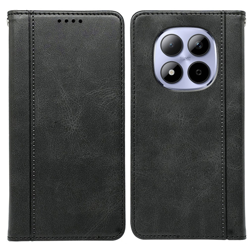 For Xiaomi Redmi Note 15 Pro 5G (Global) Case Hidden Magnetic Closure Calf Texture Leather Phone Cover - Black