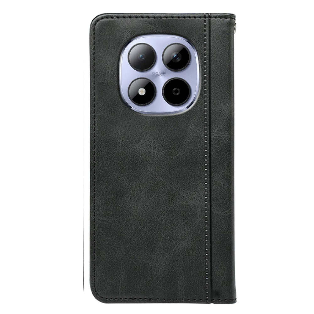 For Xiaomi Redmi Note 15 Pro 5G (Global) Case Hidden Magnetic Closure Calf Texture Leather Phone Cover - Black