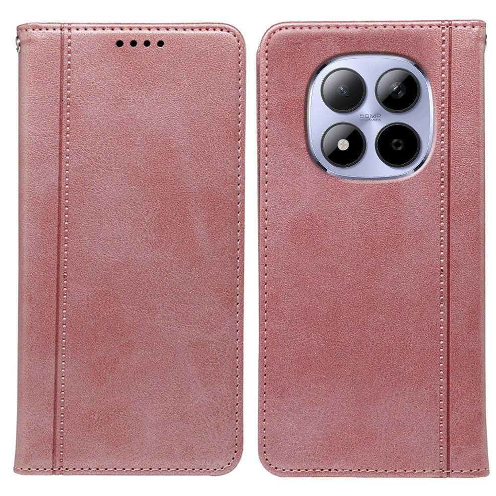 For Xiaomi Redmi Note 15 Pro 5G (Global) Case Hidden Magnetic Closure Calf Texture Leather Phone Cover - Rose Gold