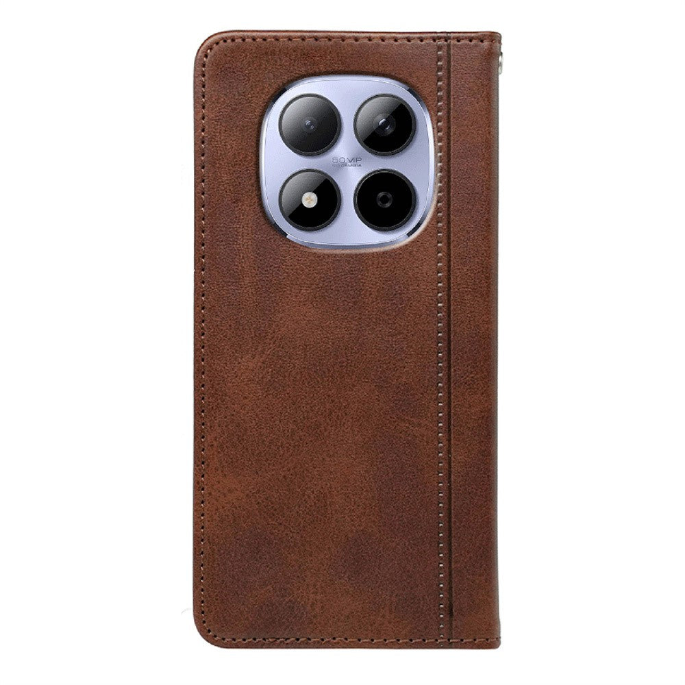 For Xiaomi Redmi Note 15 Pro 5G (Global) Case Hidden Magnetic Closure Calf Texture Leather Phone Cover - Brown