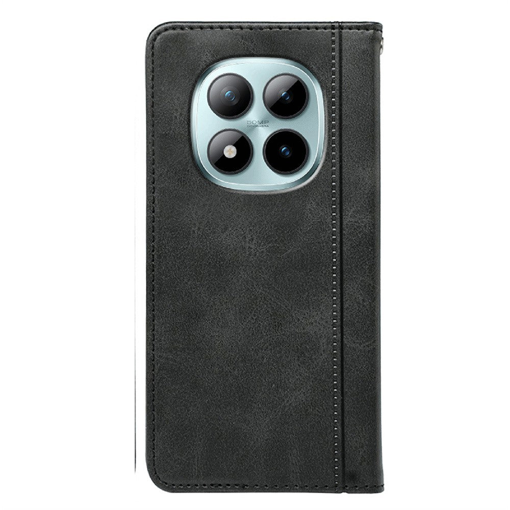For Xiaomi Poco M8 Pro 5G / Redmi Note 15 Pro+ 5G (Global) Case Hidden Magnetic Closure Calf Texture Leather Phone Cover - Black