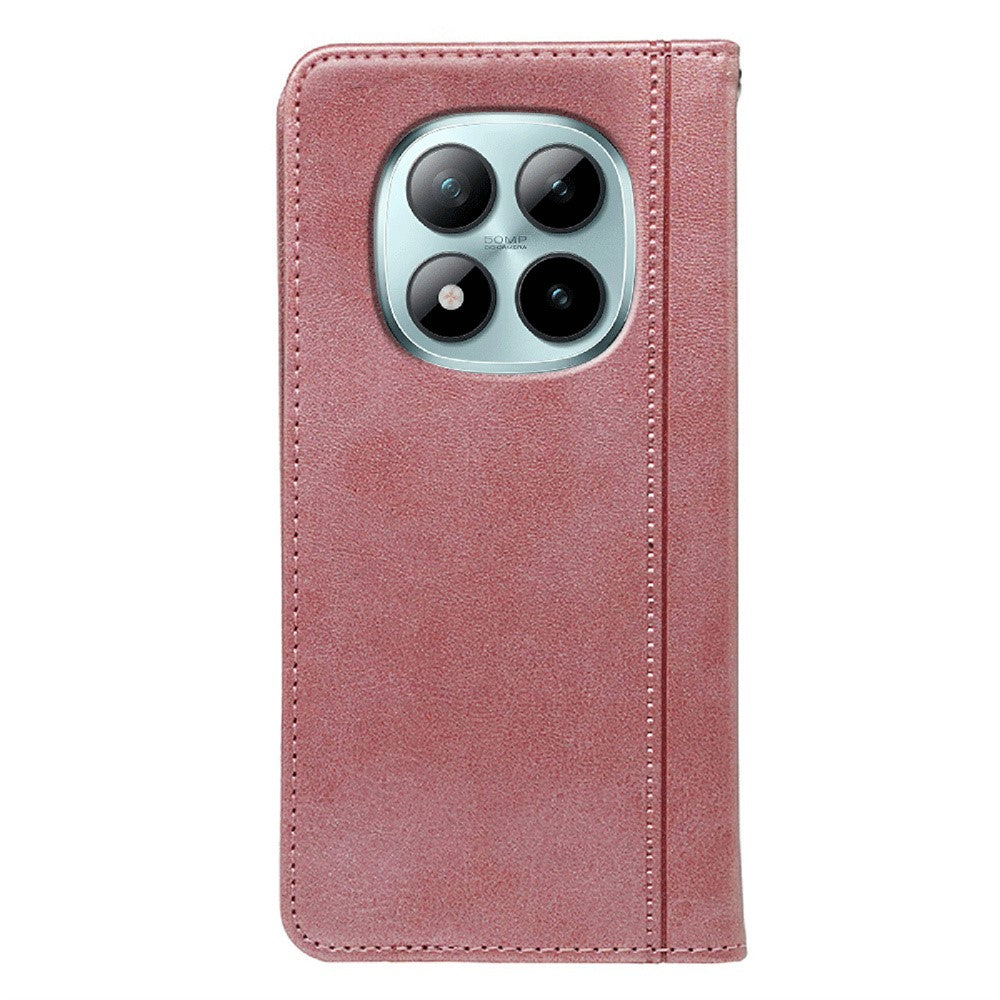 For Xiaomi Poco M8 Pro 5G / Redmi Note 15 Pro+ 5G (Global) Case Hidden Magnetic Closure Calf Texture Leather Phone Cover - Rose Gold