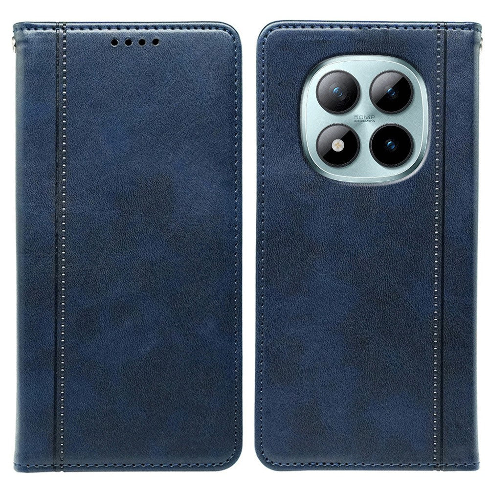 For Xiaomi Poco M8 Pro 5G / Redmi Note 15 Pro+ 5G (Global) Case Hidden Magnetic Closure Calf Texture Leather Phone Cover - Blue
