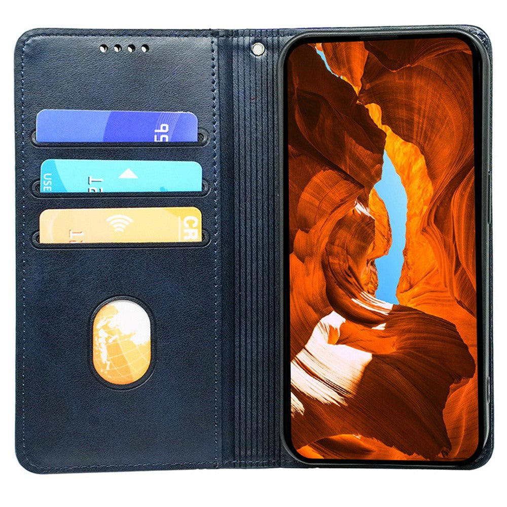 For Xiaomi Poco M8 Pro 5G / Redmi Note 15 Pro+ 5G (Global) Case Hidden Magnetic Closure Calf Texture Leather Phone Cover - Blue