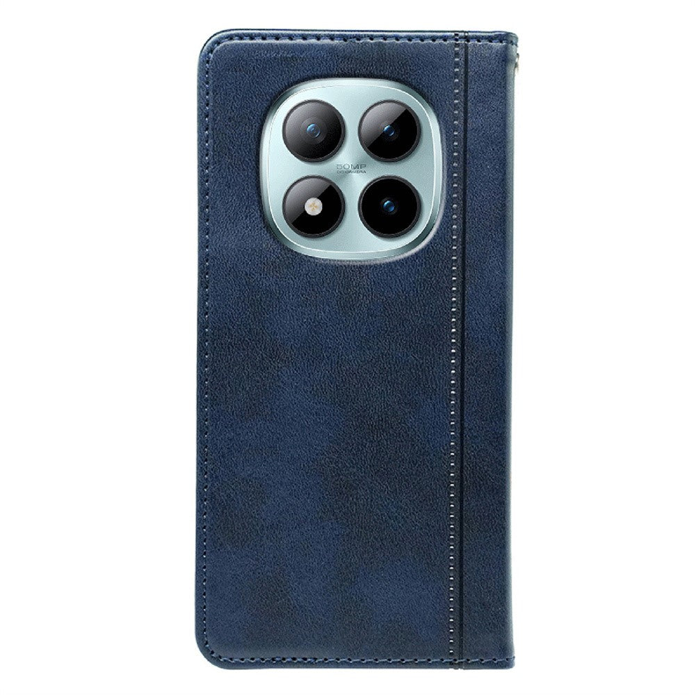 For Xiaomi Poco M8 Pro 5G / Redmi Note 15 Pro+ 5G (Global) Case Hidden Magnetic Closure Calf Texture Leather Phone Cover - Blue
