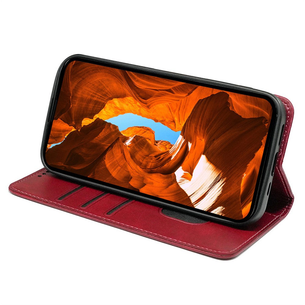 For Xiaomi Poco M8 Pro 5G / Redmi Note 15 Pro+ 5G (Global) Case Hidden Magnetic Closure Calf Texture Leather Phone Cover - Red