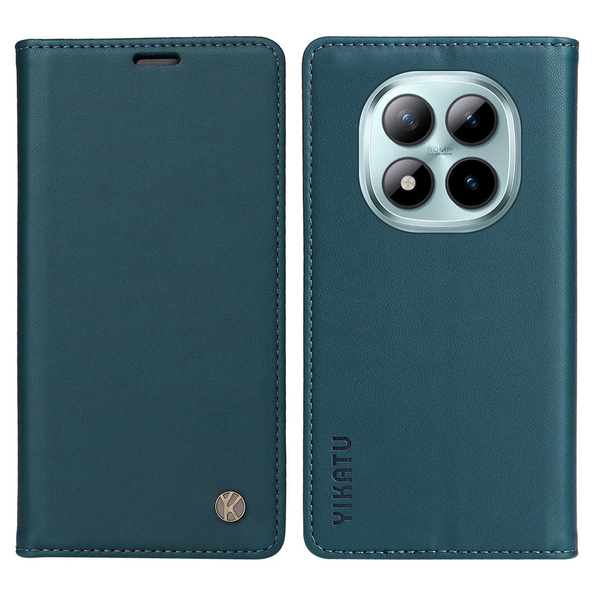 For Xiaomi Poco M8 Pro 5G / Redmi Note 15 Pro+ 5G (Global) Phone Cases YIKATU Magnetic Closure PU Leather Mobile Cover - Green