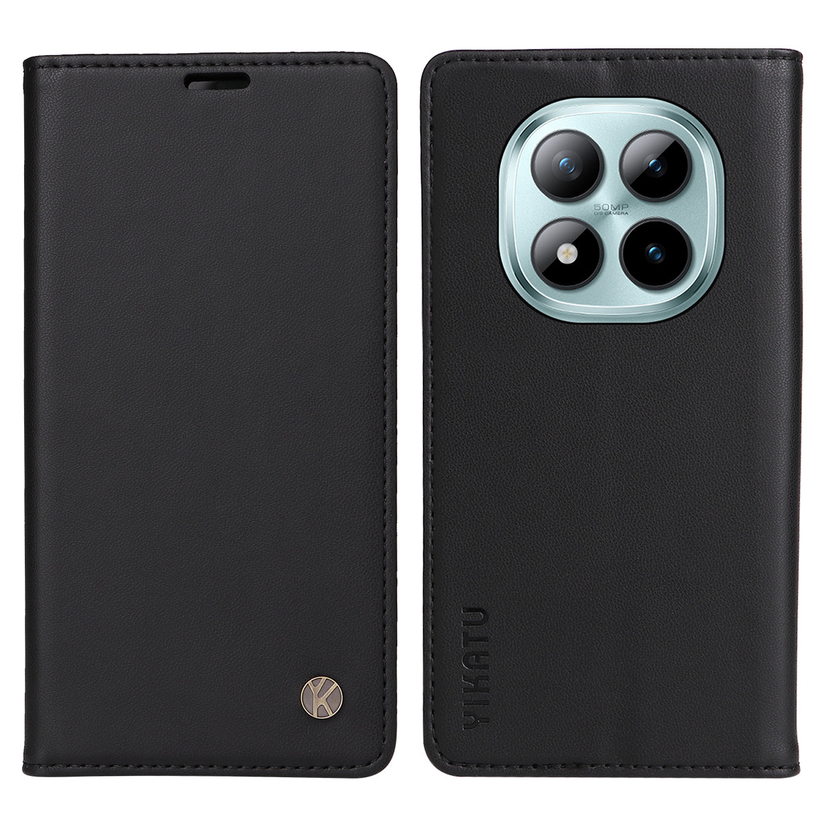 For Xiaomi Poco M8 Pro 5G / Redmi Note 15 Pro+ 5G (Global) Phone Cases YIKATU Magnetic Closure PU Leather Mobile Cover - Black