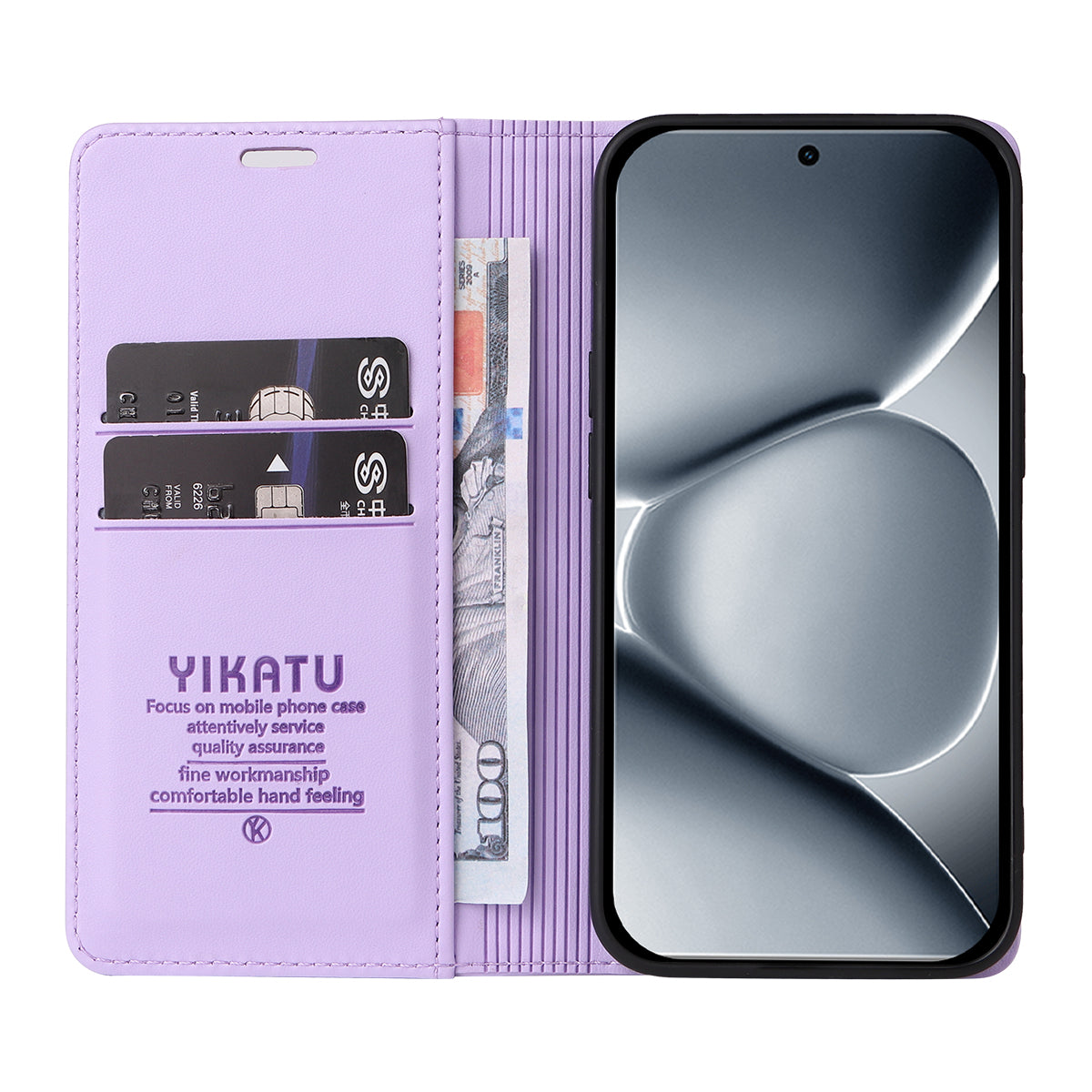 For Xiaomi Poco M8 Pro 5G / Redmi Note 15 Pro+ 5G (Global) Phone Cases YIKATU Magnetic Closure PU Leather Mobile Cover -  Light Purple