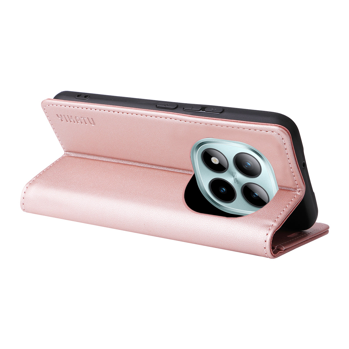 For Xiaomi Poco M8 Pro 5G / Redmi Note 15 Pro+ 5G (Global) Phone Cases YIKATU Magnetic Closure PU Leather Mobile Cover -  Rose Gold