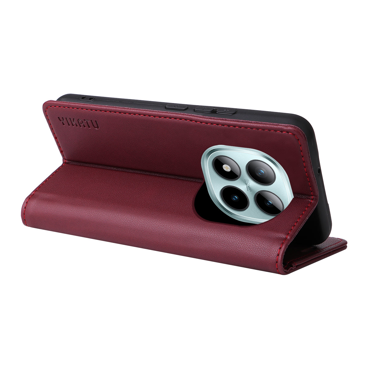 For Xiaomi Poco M8 Pro 5G / Redmi Note 15 Pro+ 5G (Global) Phone Cases YIKATU Magnetic Closure PU Leather Mobile Cover - Wine Red