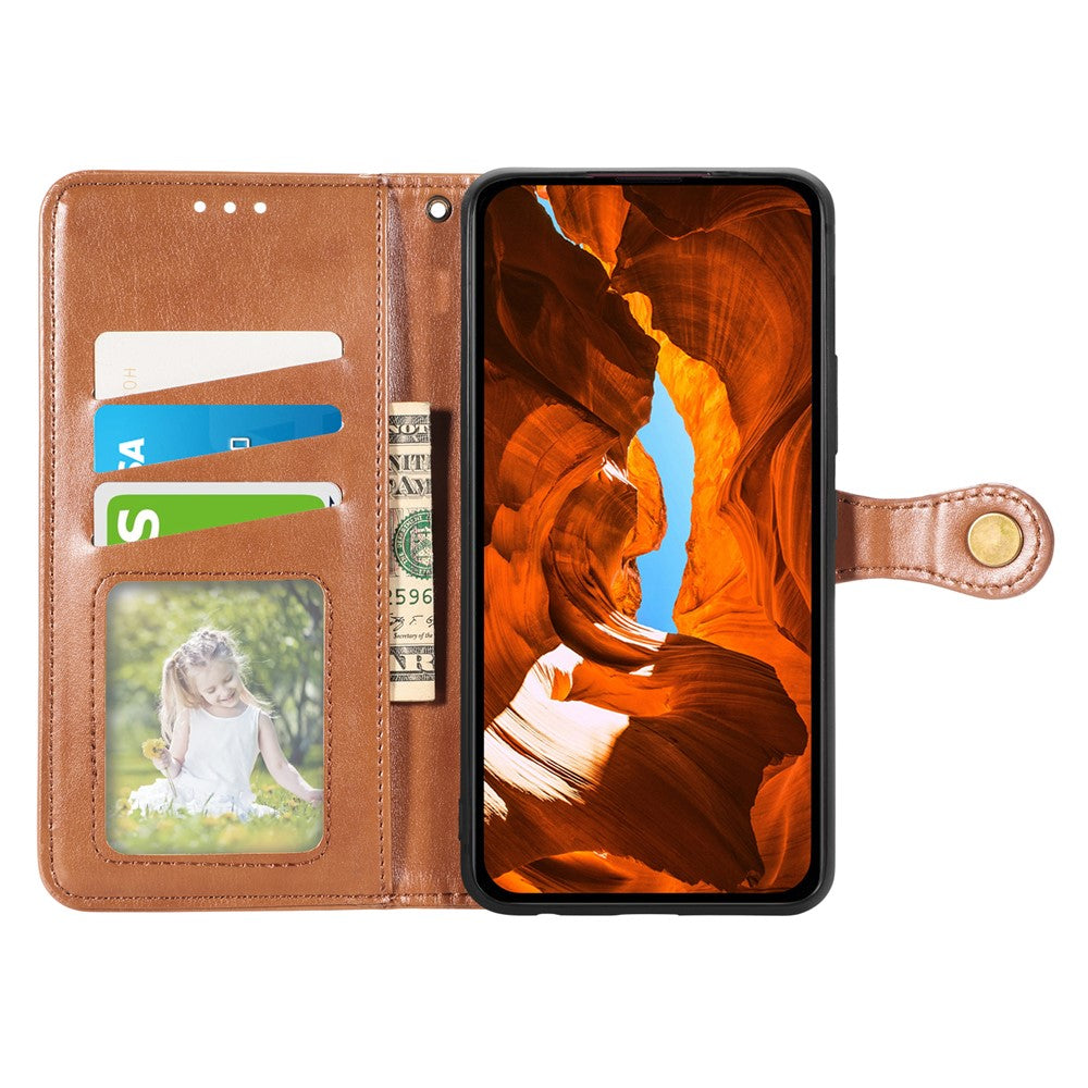 For Xiaomi Poco M8 Pro 5G / Redmi Note 15 Pro+ 5G (Global) Case Wallet Stand Leather Phone Cover with Wrist Strap - Brown