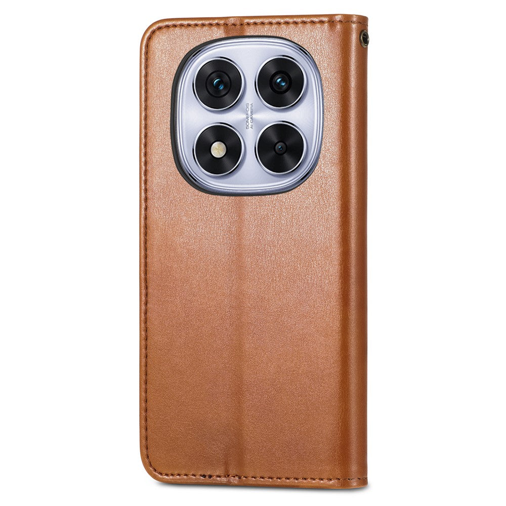 For Xiaomi Poco M8 Pro 5G / Redmi Note 15 Pro+ 5G (Global) Case Wallet Stand Leather Phone Cover with Wrist Strap - Brown