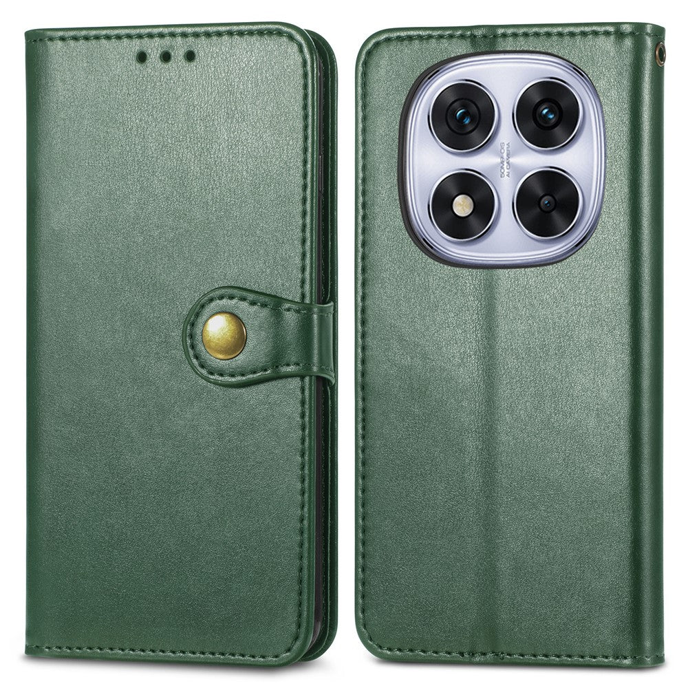 For Xiaomi Poco M8 Pro 5G / Redmi Note 15 Pro+ 5G (Global) Case Wallet Stand Leather Phone Cover with Wrist Strap - Green