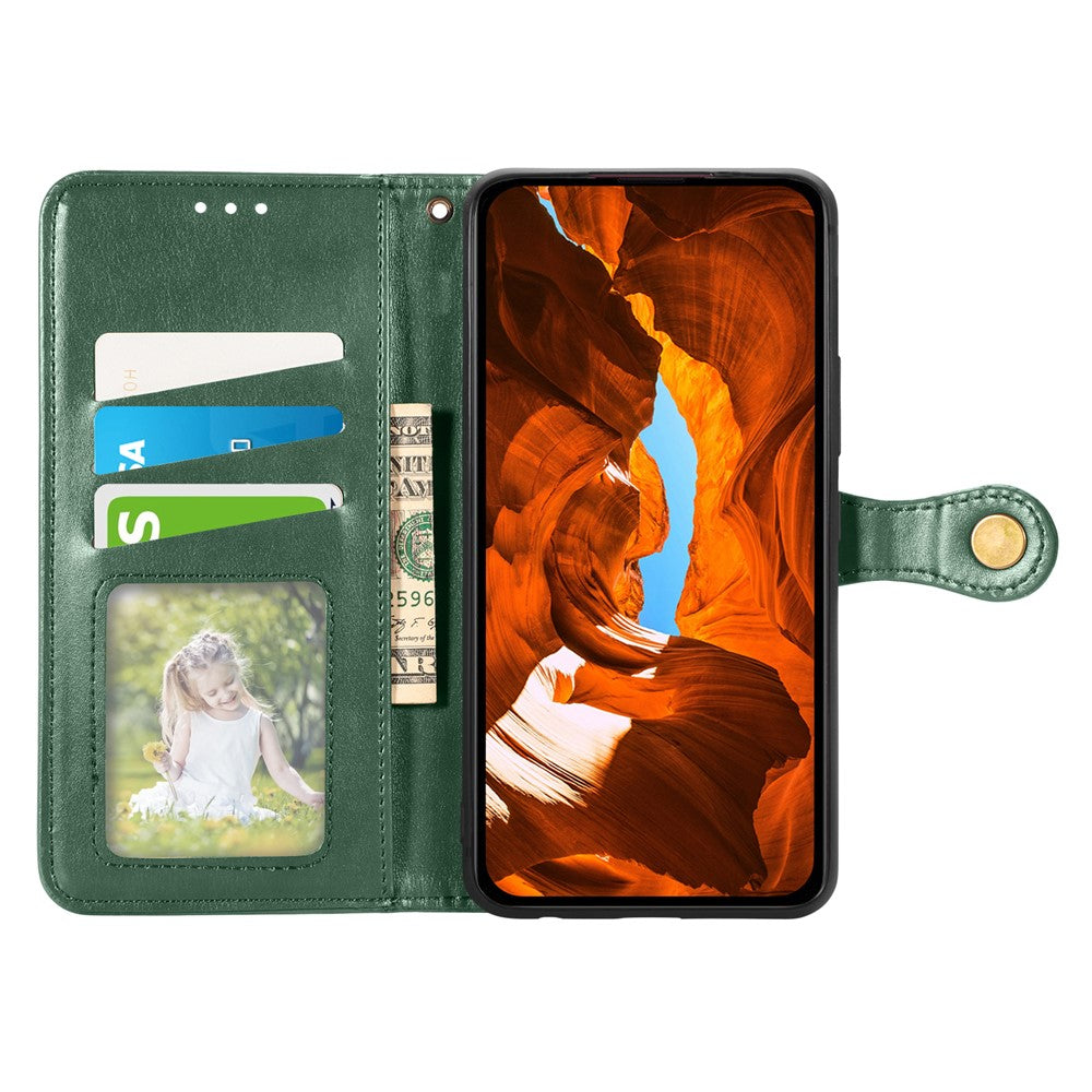 For Xiaomi Poco M8 Pro 5G / Redmi Note 15 Pro+ 5G (Global) Case Wallet Stand Leather Phone Cover with Wrist Strap - Green