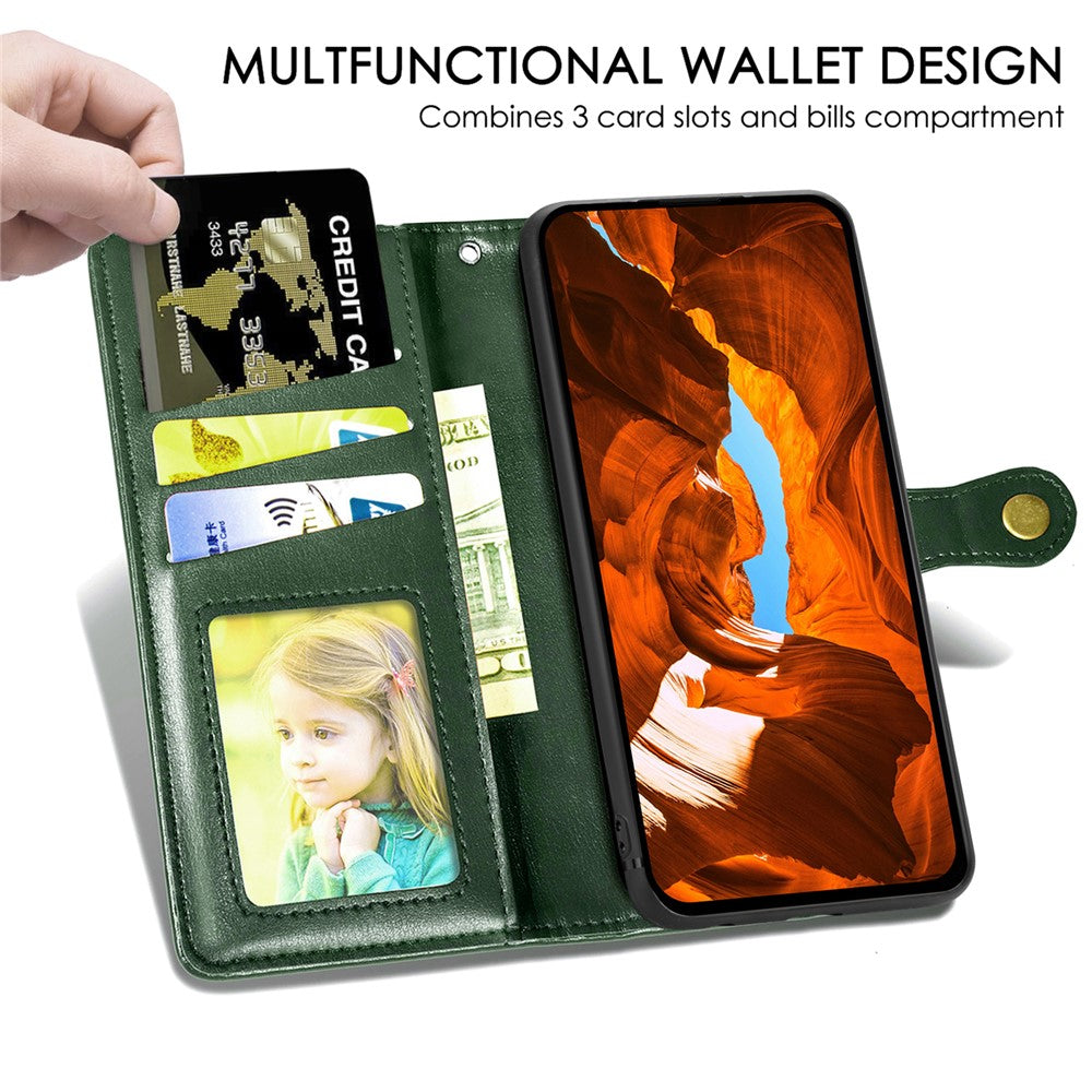 For Xiaomi Poco M8 Pro 5G / Redmi Note 15 Pro+ 5G (Global) Case Wallet Stand Leather Phone Cover with Wrist Strap - Green