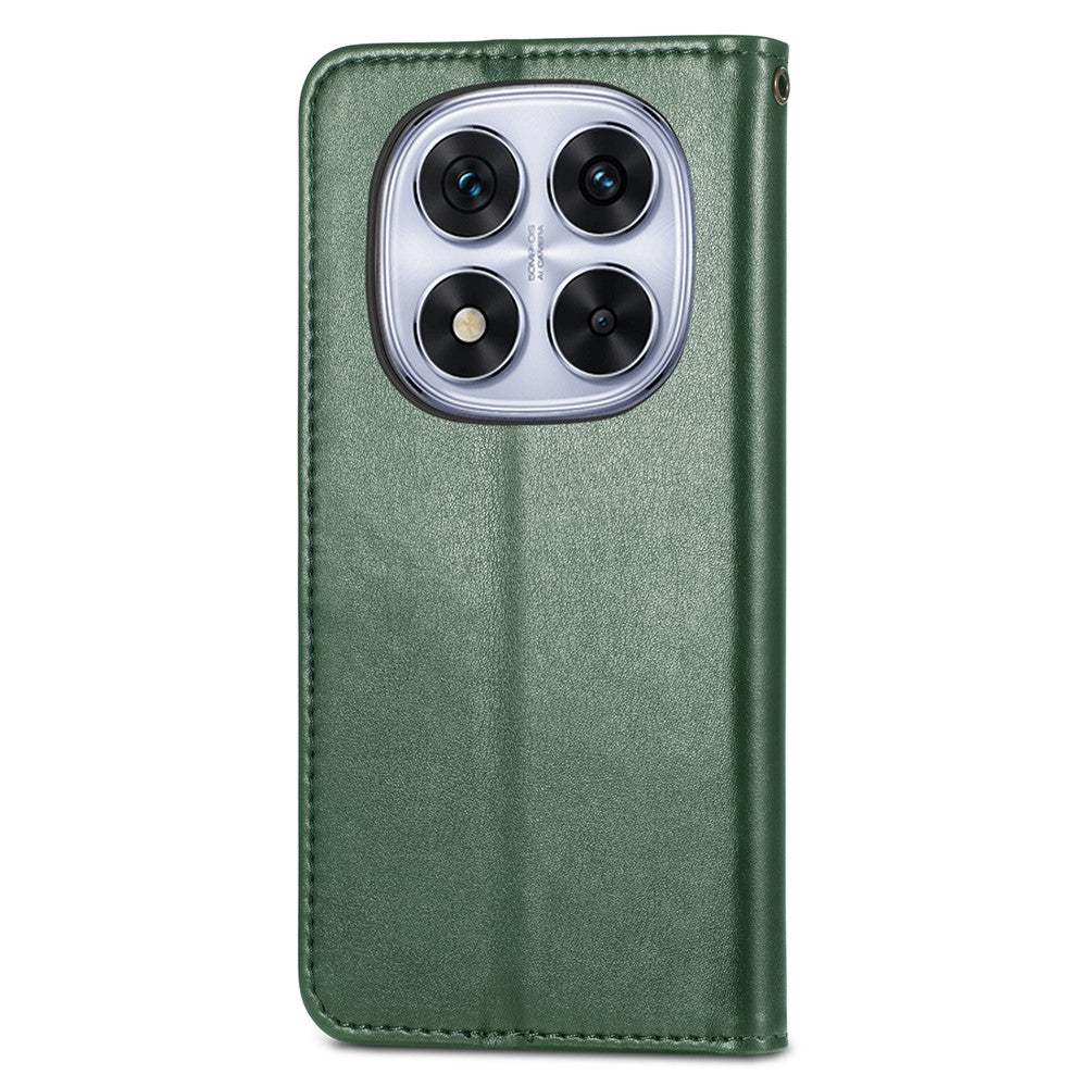 For Xiaomi Poco M8 Pro 5G / Redmi Note 15 Pro+ 5G (Global) Case Wallet Stand Leather Phone Cover with Wrist Strap - Green
