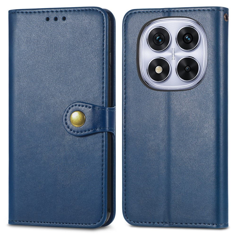 For Xiaomi Poco M8 Pro 5G / Redmi Note 15 Pro+ 5G (Global) Case Wallet Stand Leather Phone Cover with Wrist Strap - Blue