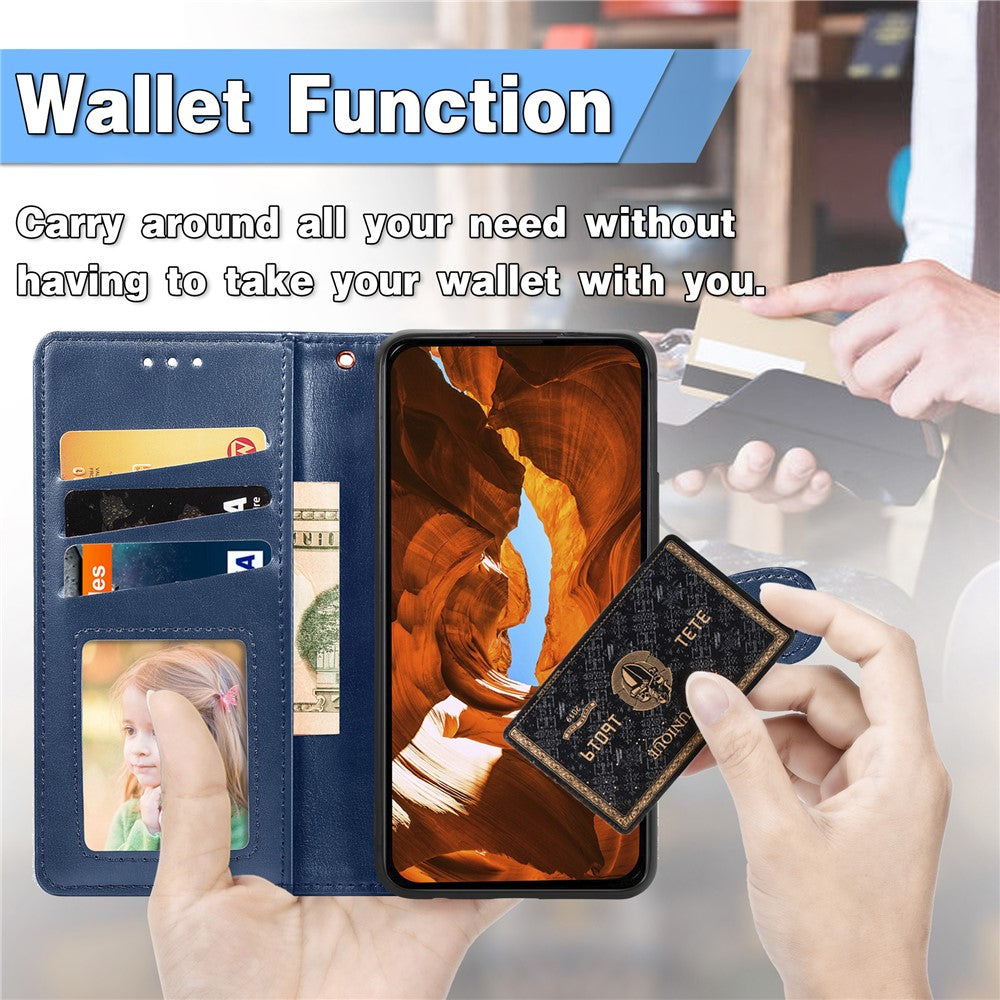 For Xiaomi Poco M8 Pro 5G / Redmi Note 15 Pro+ 5G (Global) Case Wallet Stand Leather Phone Cover with Wrist Strap - Blue