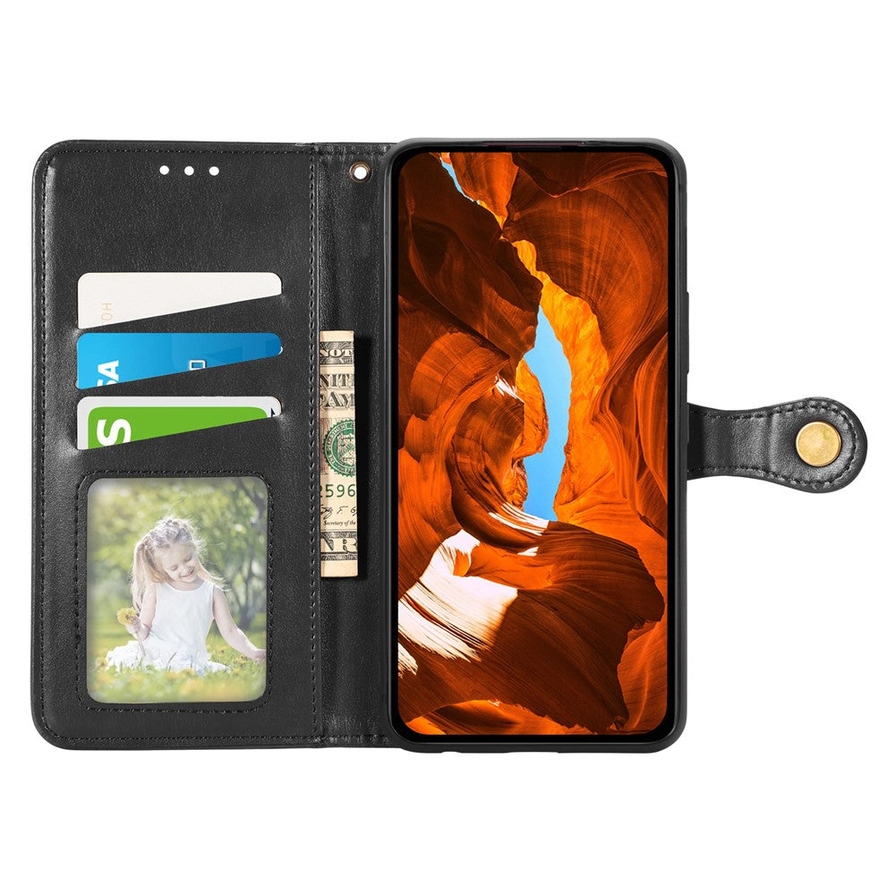 For Xiaomi Poco M8 Pro 5G / Redmi Note 15 Pro+ 5G (Global) Case Wallet Stand Leather Phone Cover with Wrist Strap - Black
