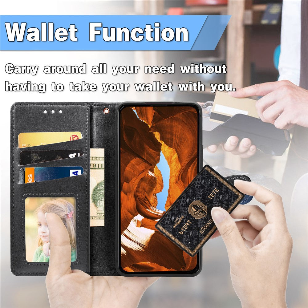 For Xiaomi Poco M8 Pro 5G / Redmi Note 15 Pro+ 5G (Global) Case Wallet Stand Leather Phone Cover with Wrist Strap - Black