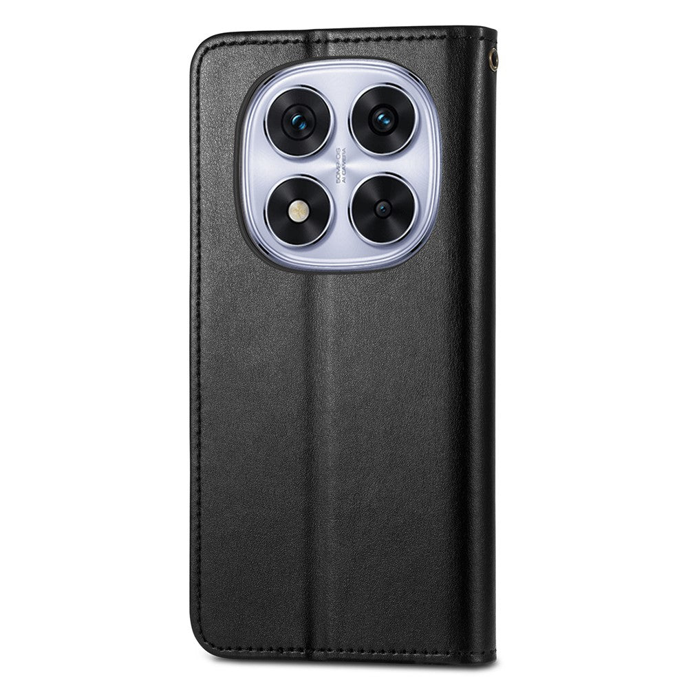 For Xiaomi Poco M8 Pro 5G / Redmi Note 15 Pro+ 5G (Global) Case Wallet Stand Leather Phone Cover with Wrist Strap - Black