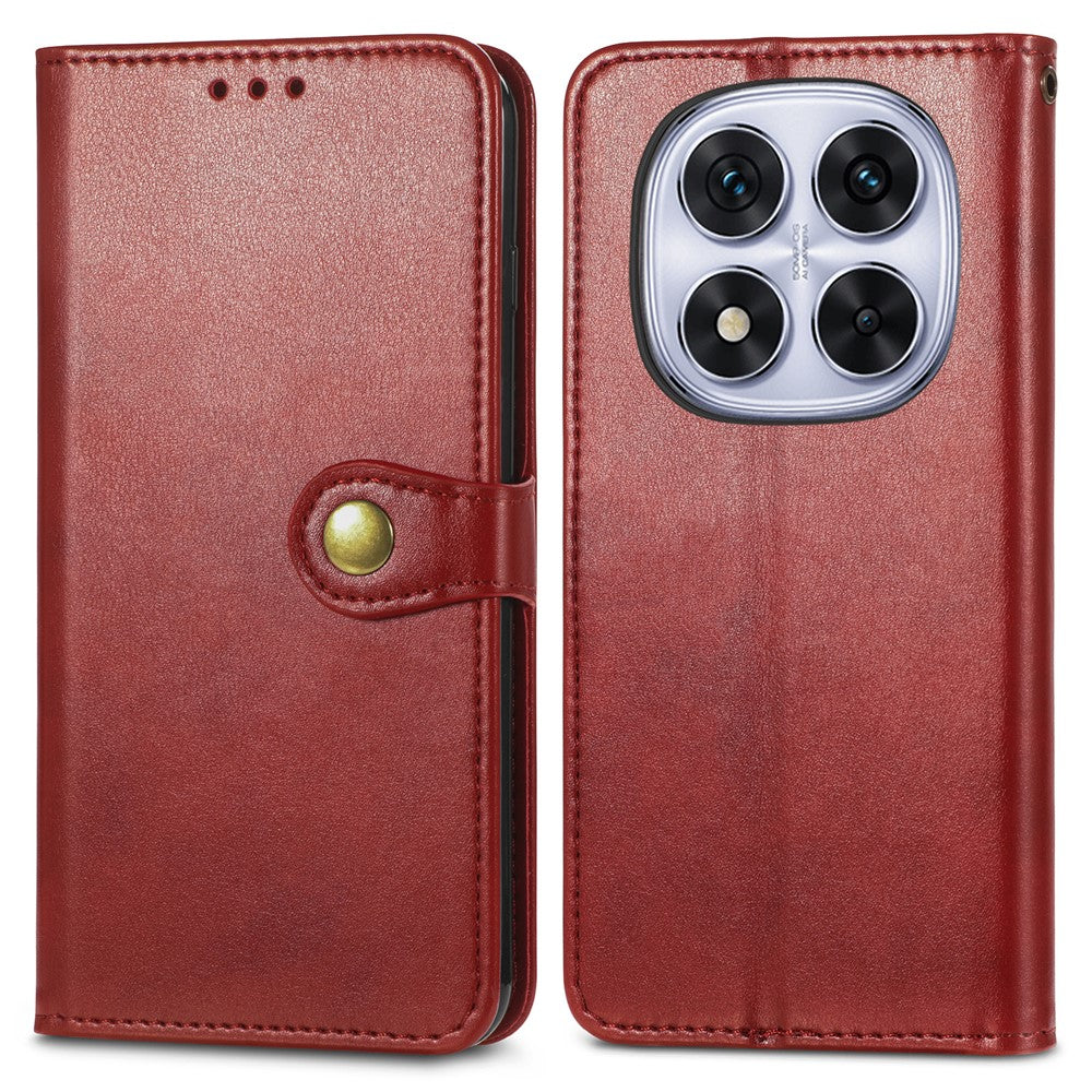 For Xiaomi Poco M8 Pro 5G / Redmi Note 15 Pro+ 5G (Global) Case Wallet Stand Leather Phone Cover with Wrist Strap - Red
