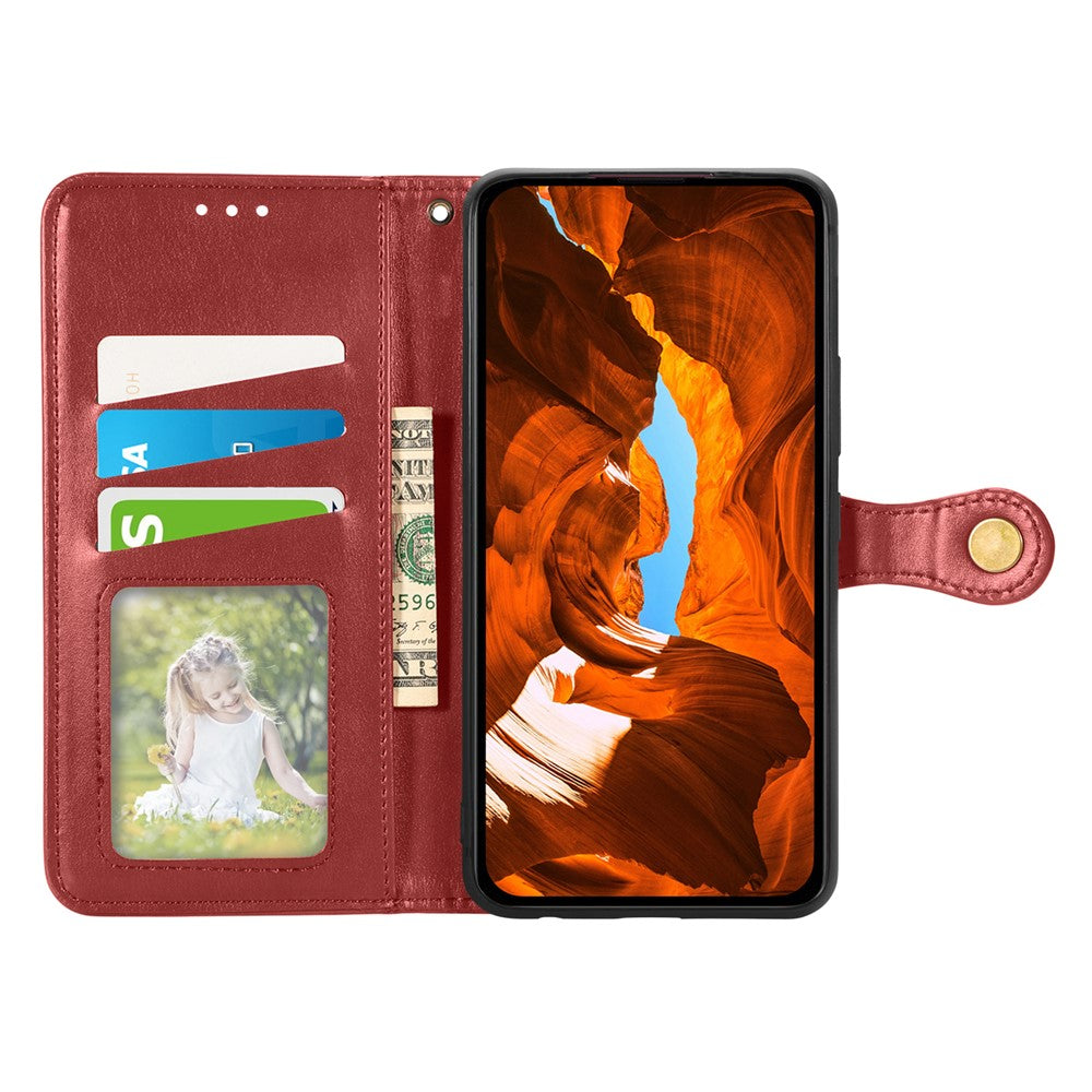 For Xiaomi Poco M8 Pro 5G / Redmi Note 15 Pro+ 5G (Global) Case Wallet Stand Leather Phone Cover with Wrist Strap - Red