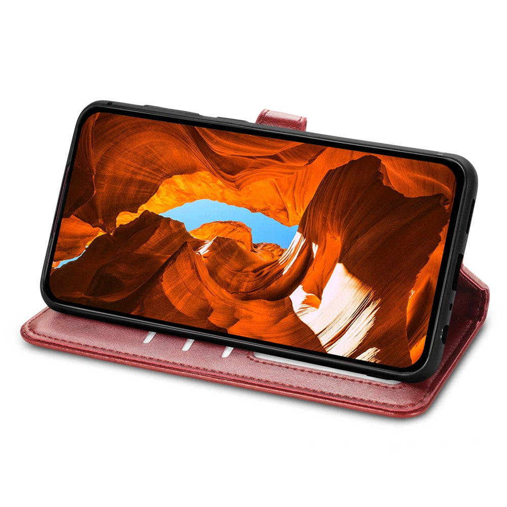 For Xiaomi Poco M8 Pro 5G / Redmi Note 15 Pro+ 5G (Global) Case Wallet Stand Leather Phone Cover with Wrist Strap - Red