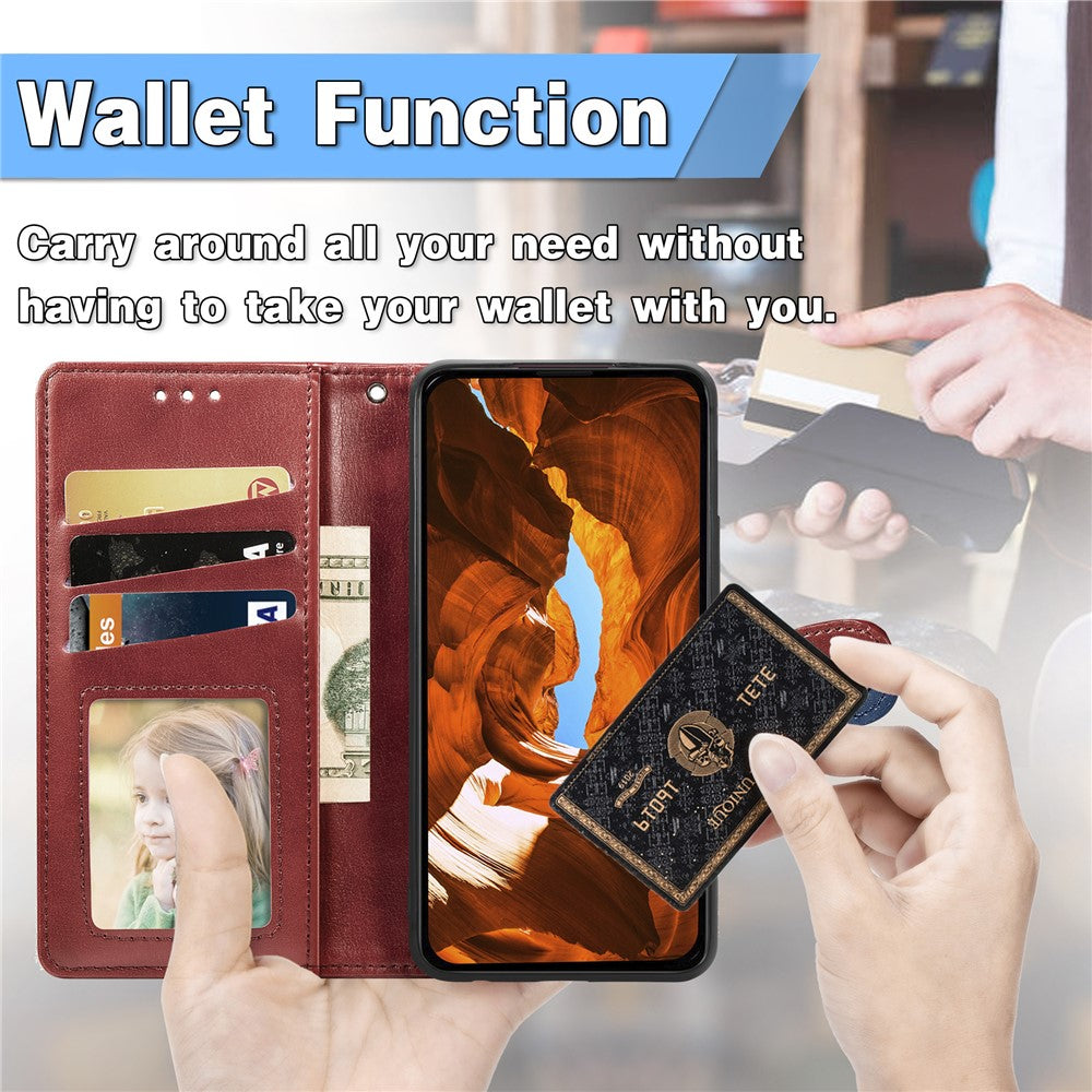 For Xiaomi Poco M8 Pro 5G / Redmi Note 15 Pro+ 5G (Global) Case Wallet Stand Leather Phone Cover with Wrist Strap - Red