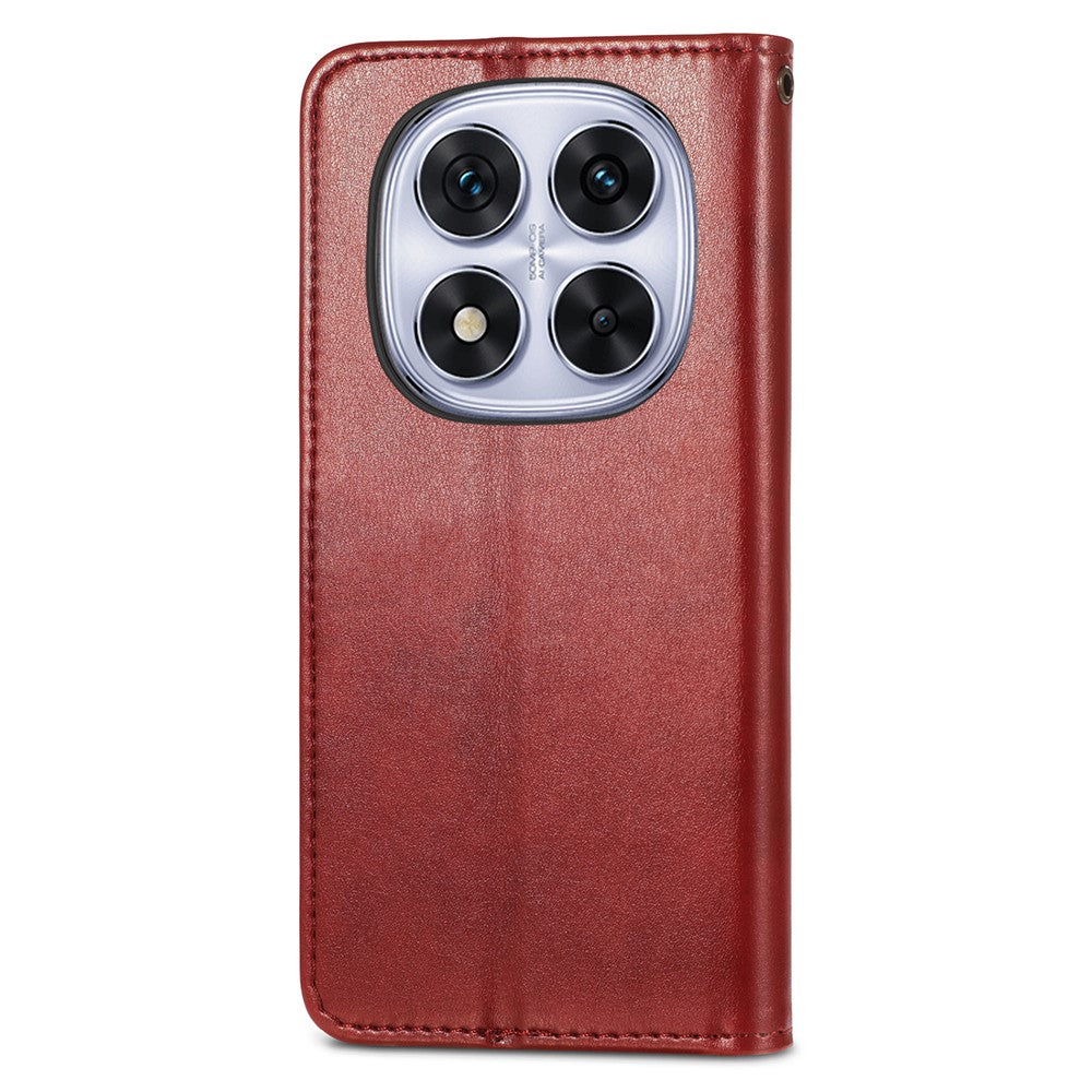 For Xiaomi Poco M8 Pro 5G / Redmi Note 15 Pro+ 5G (Global) Case Wallet Stand Leather Phone Cover with Wrist Strap - Red
