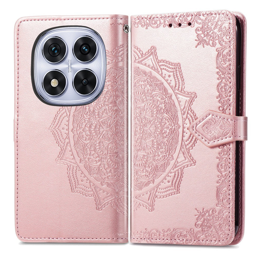 For Xiaomi Poco M8 Pro 5G / Redmi Note 15 Pro+ 5G (Global) Case Wallet Mandala Flower Leather Phone Cover Stand View - Rose Gold