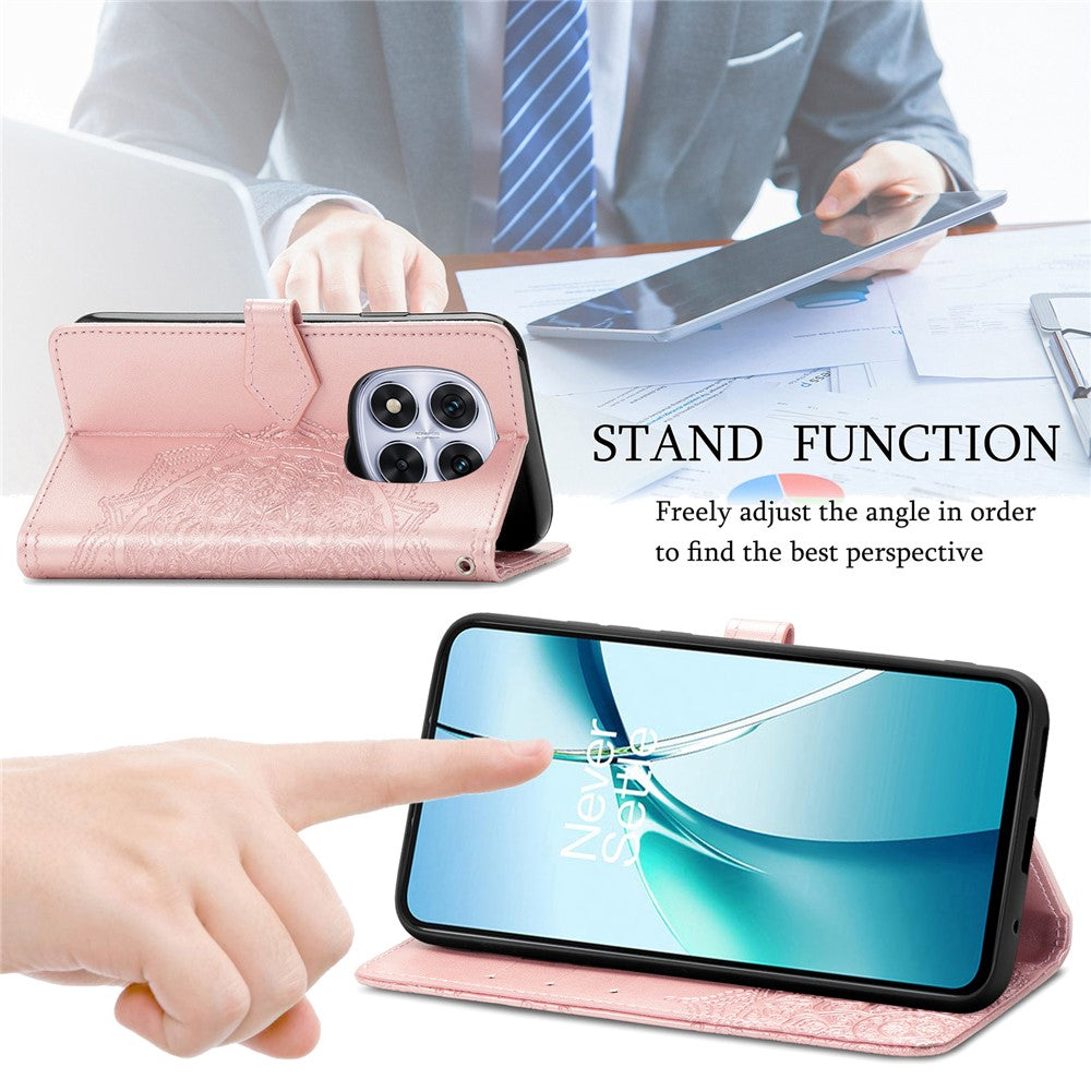 For Xiaomi Poco M8 Pro 5G / Redmi Note 15 Pro+ 5G (Global) Case Wallet Mandala Flower Leather Phone Cover Stand View - Rose Gold