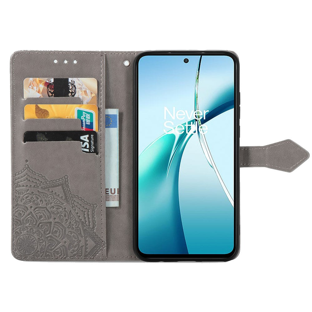 For Xiaomi Poco M8 Pro 5G / Redmi Note 15 Pro+ 5G (Global) Case Wallet Mandala Flower Leather Phone Cover Stand View - Grey