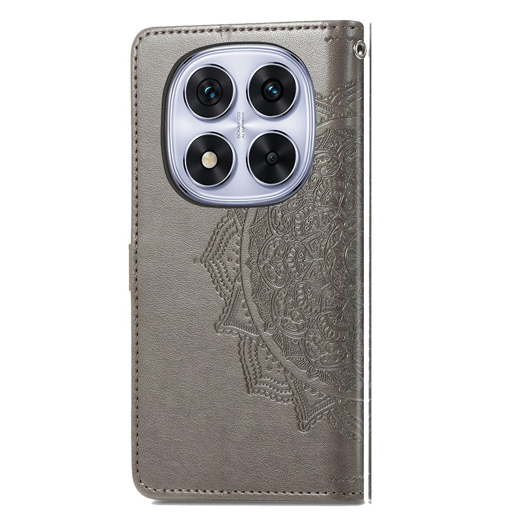 For Xiaomi Poco M8 Pro 5G / Redmi Note 15 Pro+ 5G (Global) Case Wallet Mandala Flower Leather Phone Cover Stand View - Grey