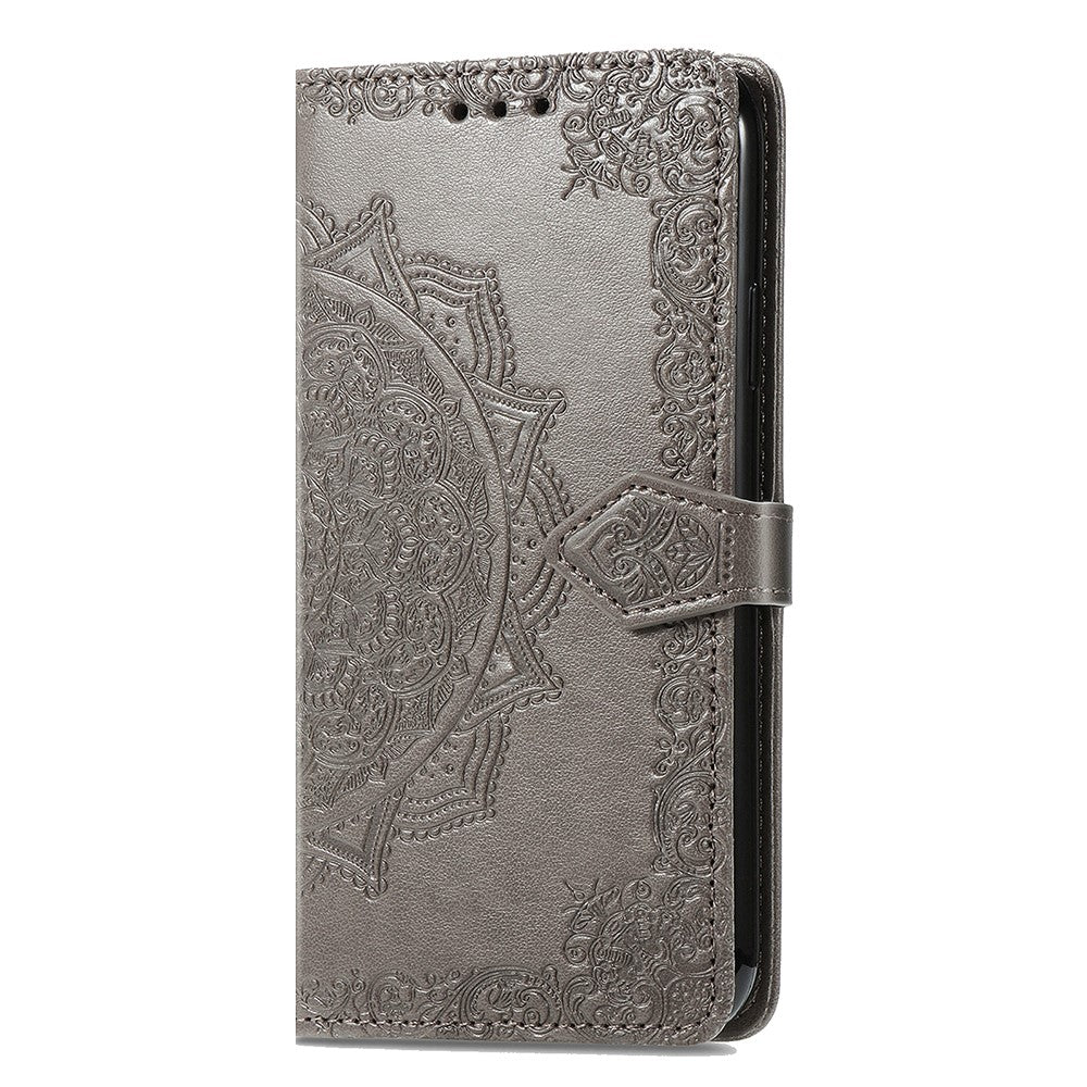 For Xiaomi Poco M8 Pro 5G / Redmi Note 15 Pro+ 5G (Global) Case Wallet Mandala Flower Leather Phone Cover Stand View - Grey