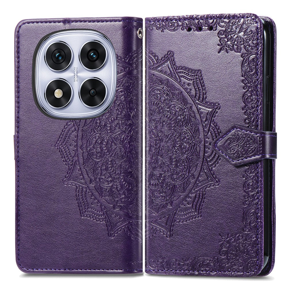 For Xiaomi Poco M8 Pro 5G / Redmi Note 15 Pro+ 5G (Global) Case Wallet Mandala Flower Leather Phone Cover Stand View - Purple