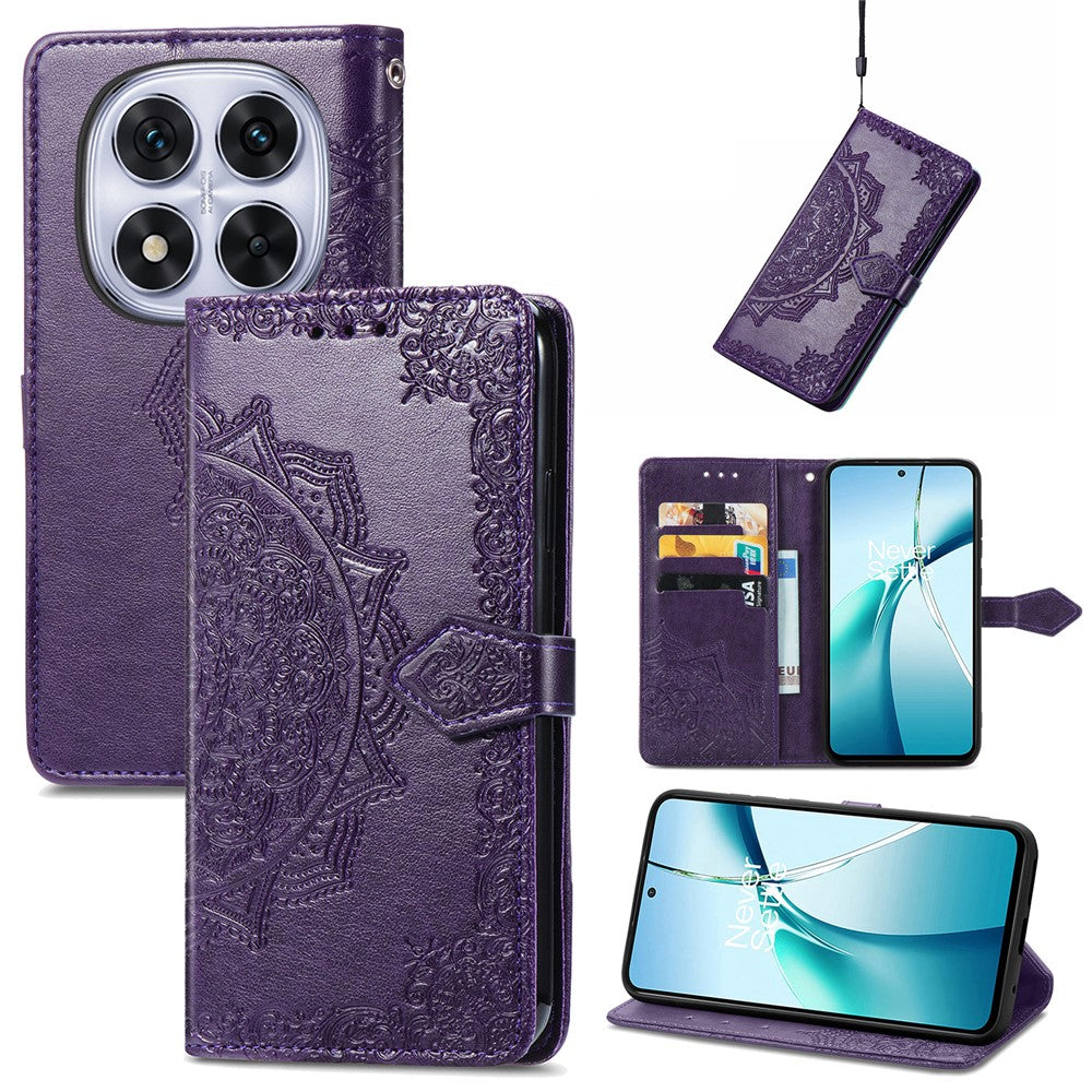For Xiaomi Poco M8 Pro 5G / Redmi Note 15 Pro+ 5G (Global) Case Wallet Mandala Flower Leather Phone Cover Stand View - Purple