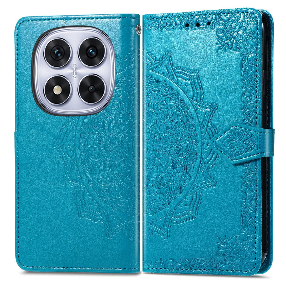 For Xiaomi Poco M8 Pro 5G / Redmi Note 15 Pro+ 5G (Global) Case Wallet Mandala Flower Leather Phone Cover Stand View - Blue